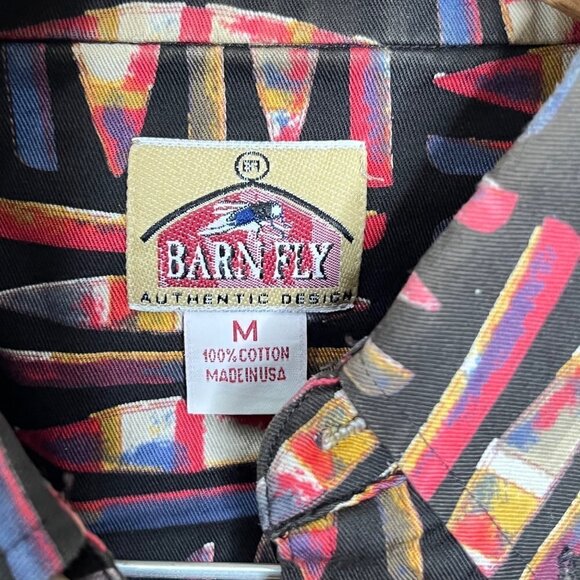 Vintage Barn Fly Button Down Shirt with Canoe Print- Men's Size Medium - Picture 2 of 4